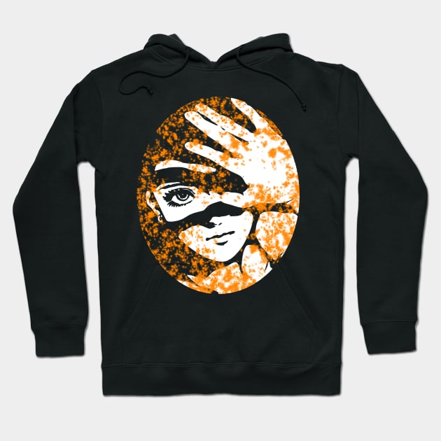 Punk Fashion Style Oval Orange Glowing Girl Hoodie by Punk Fashion